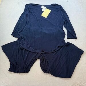 NWT Citiknits Blue Lounge Sleepwear Set Top & Pull On Pants 38x30